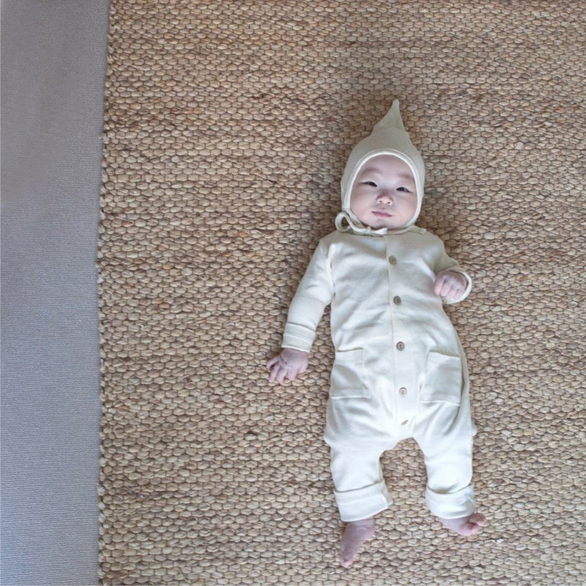Solid-color Pocketed Chest-opening Baby Romper