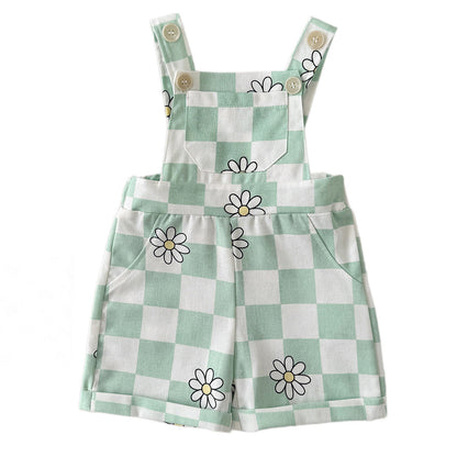 Childrens New Summer Checkered Suspender Pants For Babies