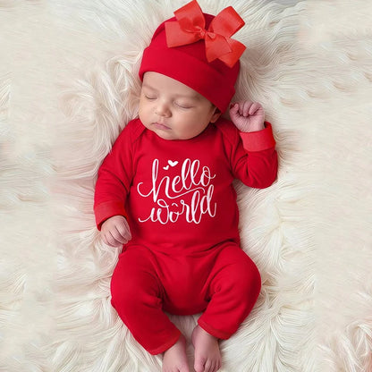 Ylsteed 2Pcs Newborn Photography Long Tleeves Romper Jumpsuit With Bow Hat Embroidery Baby Clothes Photography Props-HD