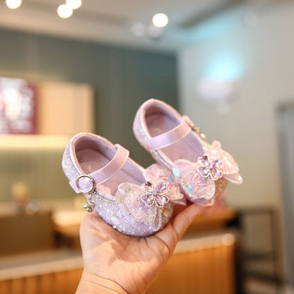 Little Girls Bow-tie Leather Shoes