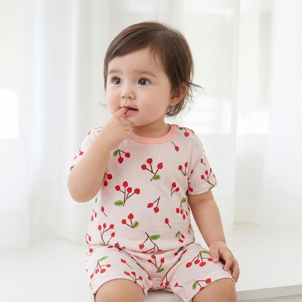 Baby Mesh Breathable Thin Short-sleeve Onesie