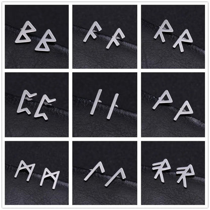 Nordic Rune Letter Earrings Made Of Stainless Steel