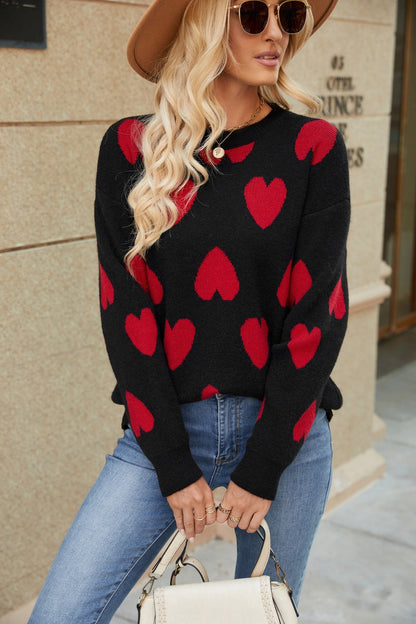 Knitted Jacquard Crew-neck Pullover Long-sleeve Knitwear Sweater