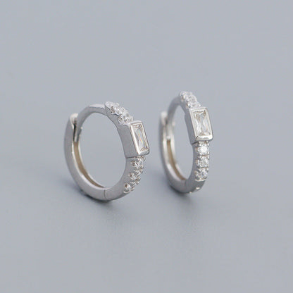 925 Sterling Silver Instagram-style High-end Diamond-studded Hoop Earrings