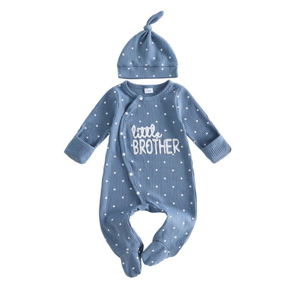 Single-breasted Footed Romper With Hat Two Pieces