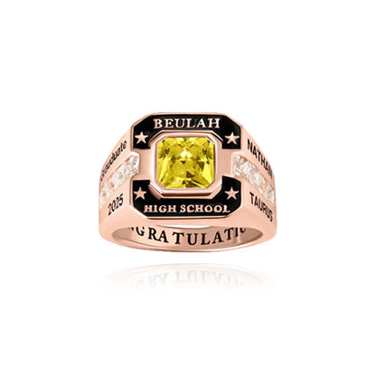 College Commemorative Gift Square Zircon Ring