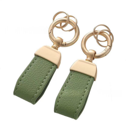 Solid-color Mini Goat-skin Leather Keychain