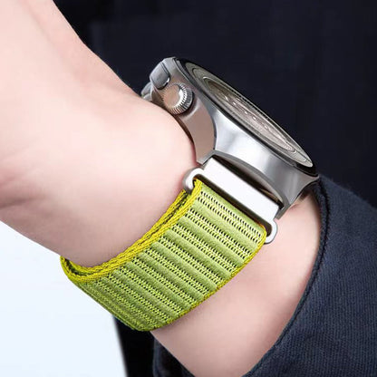 Nylon Braided Watch Strap With A Rugged Mountain-inspired Pattern
