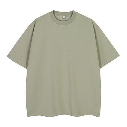 Double Yarn Short Sleeve Sweat-absorbing Cotton T-shirt Top