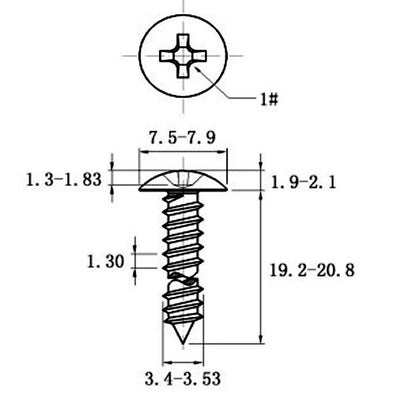 Stainless Steel Cross Big Head Self-tapping Screw Mushroom-shaped Haircut Round Head