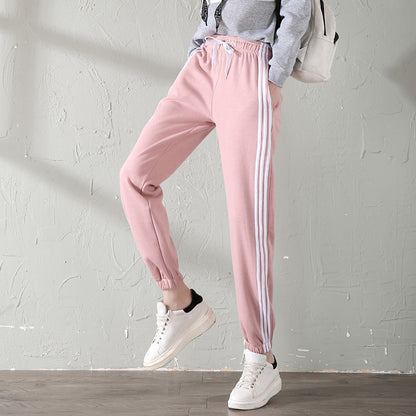 With velvet sport watch in autumn and winter winter female big fat code MM student casual pants loose warm nosing trousers