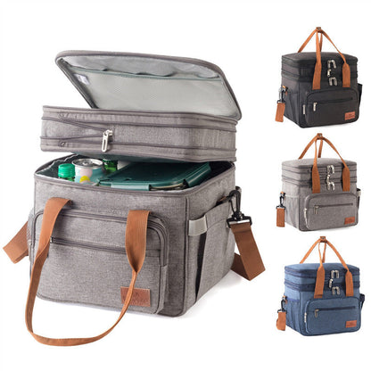 Double-layer High-capacity Lunch Bag With Thermal Insulation For Picnics