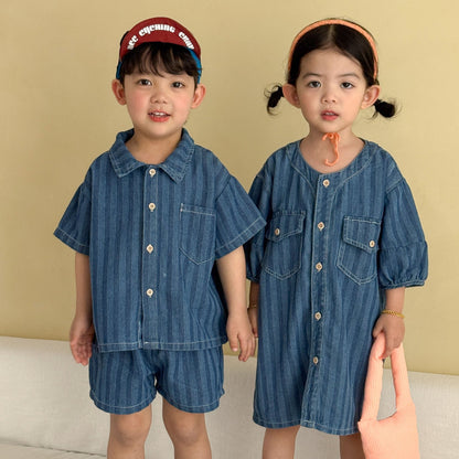 Children's Summer Denim Shirt Set
