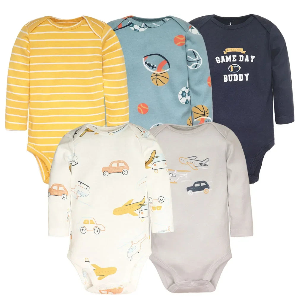 2026 New Baby Bodysuit 5PCS/Lot infantil Jumpsuit Boy Girls Clothes Long Sleeve 100% Newborn Body Bebe Clothing kids Costume
