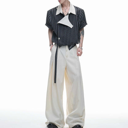 Embroidered Luxurious Short-sleeve T-shirt With A Slanted Placket