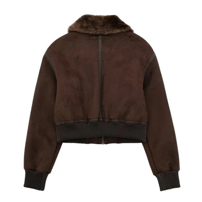 Warm Fur Integrated Loose Motorcycle Double-sided Jacket Jacket