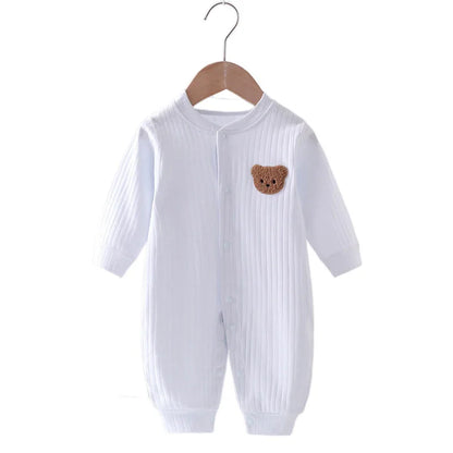 2025 Spring Baby Romper Solid Color Bear Jumpsuit Cotton Autumn Newborn One-Pieces Clothing for Boys Girls Infant Onesie 0-18M