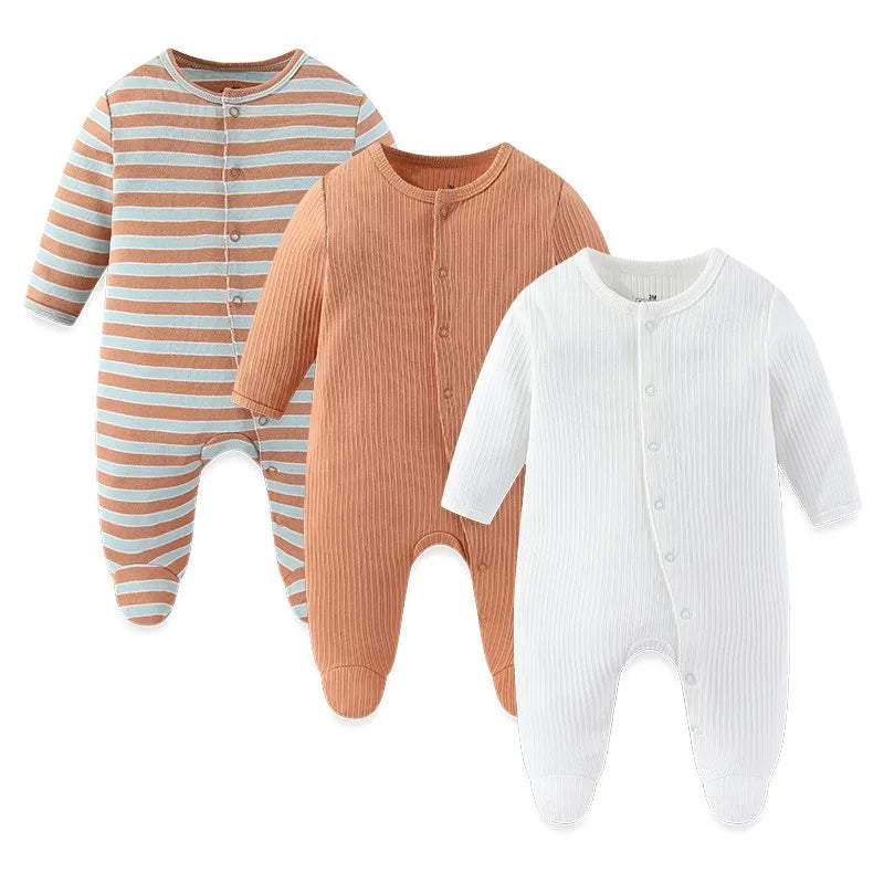 Kiddiezoom 3 Pcs/Lot Autumn Winter Unisex Cartoon Long Sleeve Baby Boy Girl Romper 100%Cotton Soft Newborn Jumpsuits Clothing