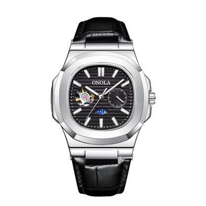 High-Quality Mechanical Watch Sun Moon And Stars Design Waterproof Leather Strap
