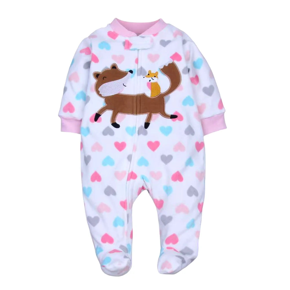 Newborn Baby Romper Spring Autumn Fleece Zipper Boy Girl Pajamas Outfit Animal Jumpsuit Infants Clothing 0 -12 Months