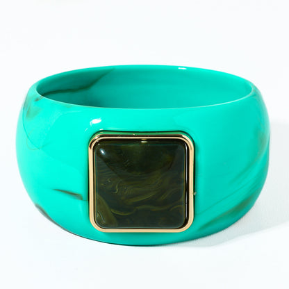 Retro Ombre Gold-Edged Square Resin Bracelet