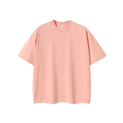 Double Yarn Short Sleeve Sweat-absorbing Cotton T-shirt Top