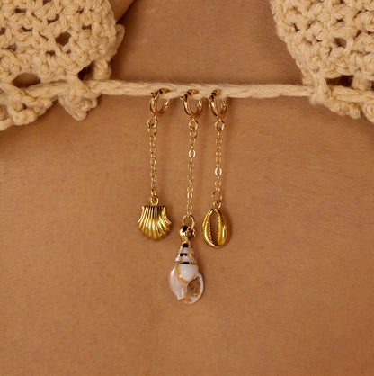 Stainless Steel Shell And Starfish Bikini Pendant Chest Clasp
