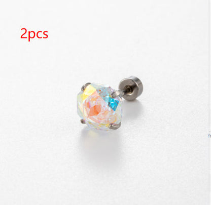 High-end, Brilliantly Reflective Octagonal Millennium Rose-cut Cubic Zirconia Stud Earrings