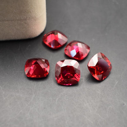 Square-cut Synthetic Ruby Gemstone