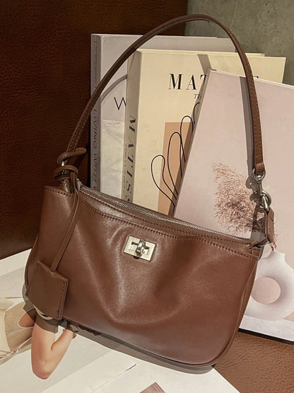 Top-grain Vegetable-tanned Cowhide Cross-border New Kelly Bag, Genuine Leather Underarm Bag, Classy Single-shoulder High-quality Mahjong Bag