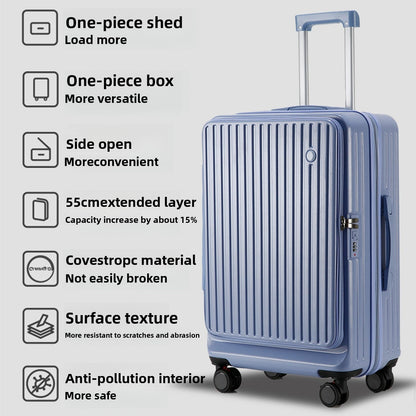 Front Opening Expandable Carry On Luggage, Large And Medium Sized Cabin Bag, Made Of Alloy Material, TSA Lock, USB Charging Port, Foldable Cup Holder
