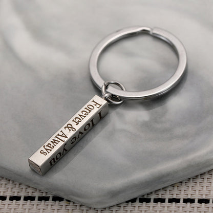 Creative Rectangular Double-sided Engraved Keychain Three-dimensional