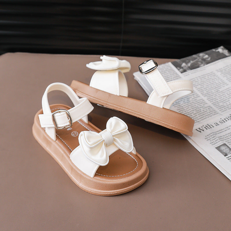 Girls Bow-Knot Non-Slip Velcro Sandals