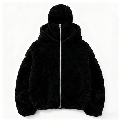 Double-hooded Cardigan Fleece Thermal Sweatshirt