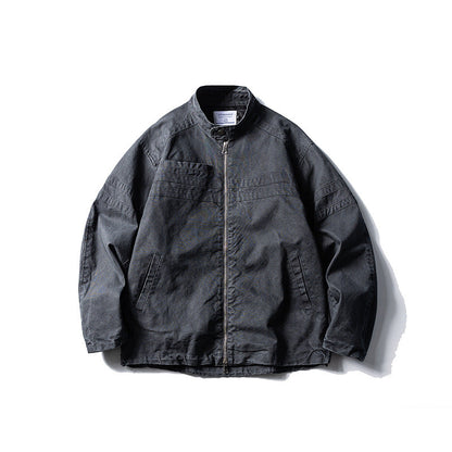 Personality Worn Looking Washed-out High Street Turn-down Collar Coat