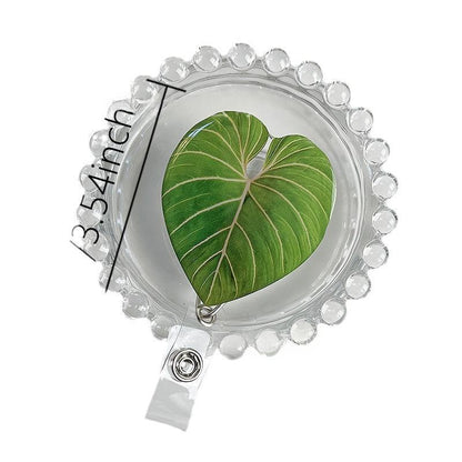 Rotating Leaf Acrylic Epoxy Work ID Badge Employee ID Card Alligator Clip