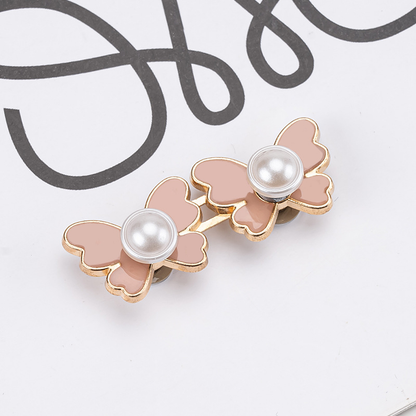 Pearl butterfly waist buckle-pink-alloy-1 pair