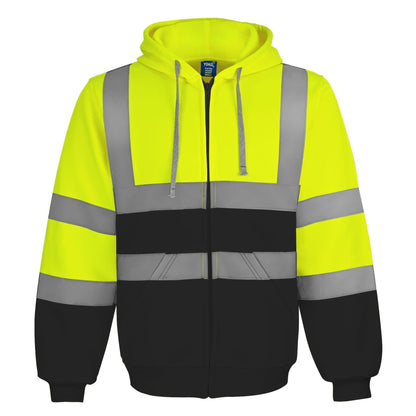 Reflective Hooded Zip-up Sweatshirt With Custom Printing And Embroidery For Export