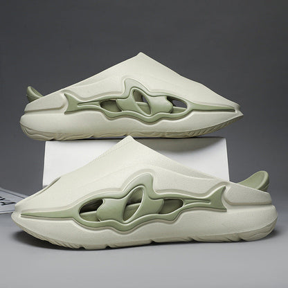 Sports-style Non-slip Deodorizing Thick-soled Shark Slippers For Home Use