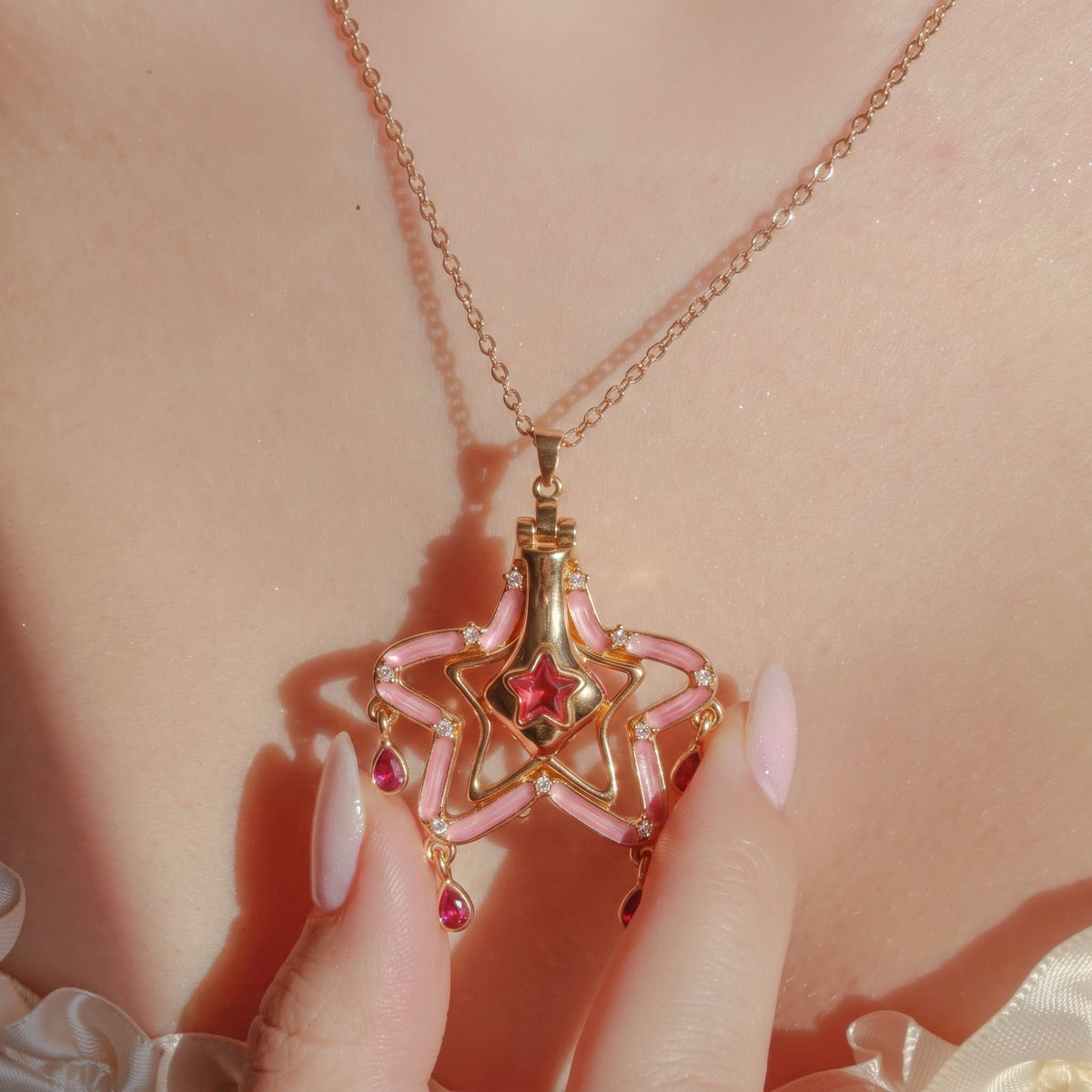 Creative Colorful Quicksand Bottle Zircon-Inlaid Necklace