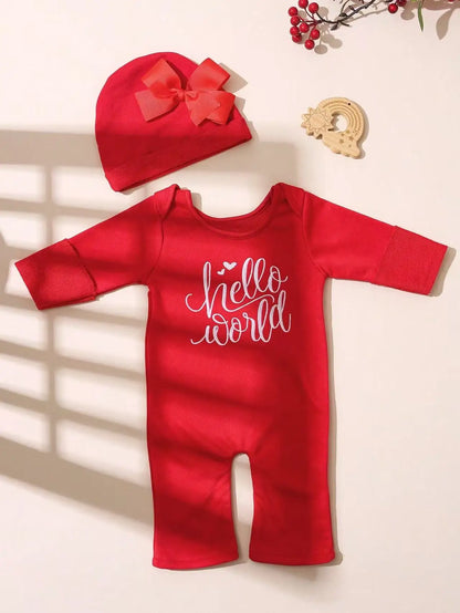 Ylsteed 2Pcs Newborn Photography Long Tleeves Romper Jumpsuit With Bow Hat Embroidery Baby Clothes Photography Props-HD