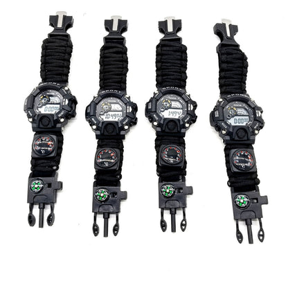 Multifunctional Outdoor Survival Paracord Adjustable Waterproof Watch For Camping