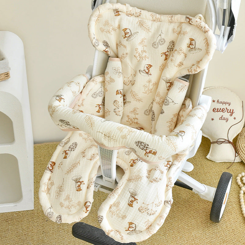 Babys Pure Cotton Thickened Stroller Pad Seat Cushion And Armrest Backrest