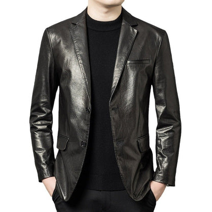 High-end Oil-Waxed Sheepskin Fashionable Casual Blazer