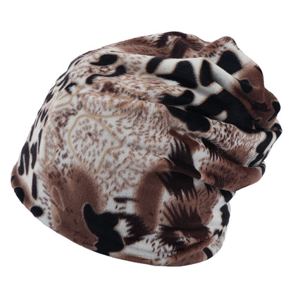 Double-layer Short-pile Bonnet With Multi-colored Plaid Pattern