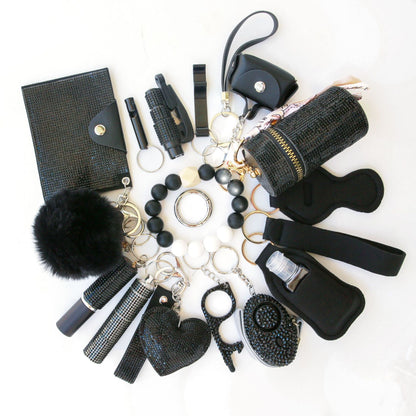 19-Piece Multifunctional Safety Defense Keychain Set