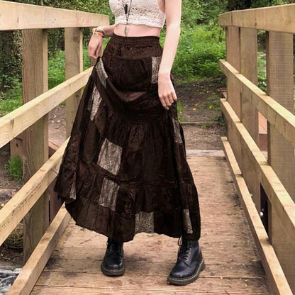 Loose-fit Velvet Maxi Skirt That Flatters The