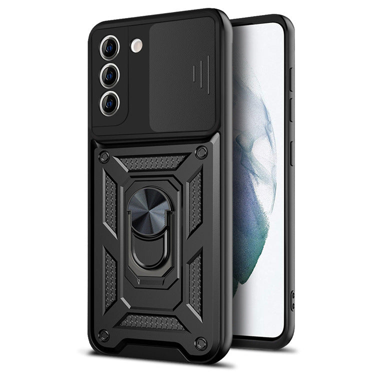 Push Window Protective Cover Ring Magnetic Armour Bracket Mobile Phone Case