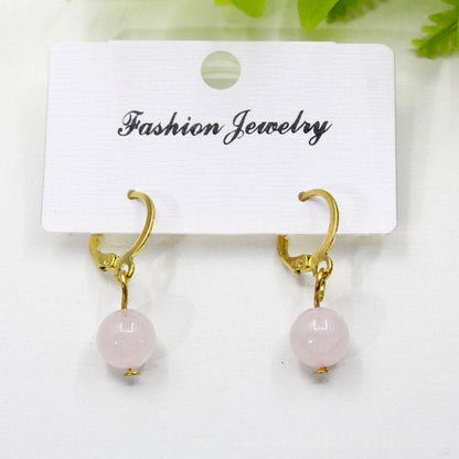 Natural Stone Silver Glittering Amethyst Earrings