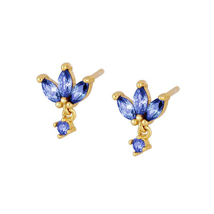 S925 Silver Needle Stud Earrings With Zircon Butterfly Design